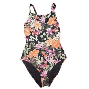 NWOT Hurley Floral One Piece Swimsuit Tropical Flowers Large
